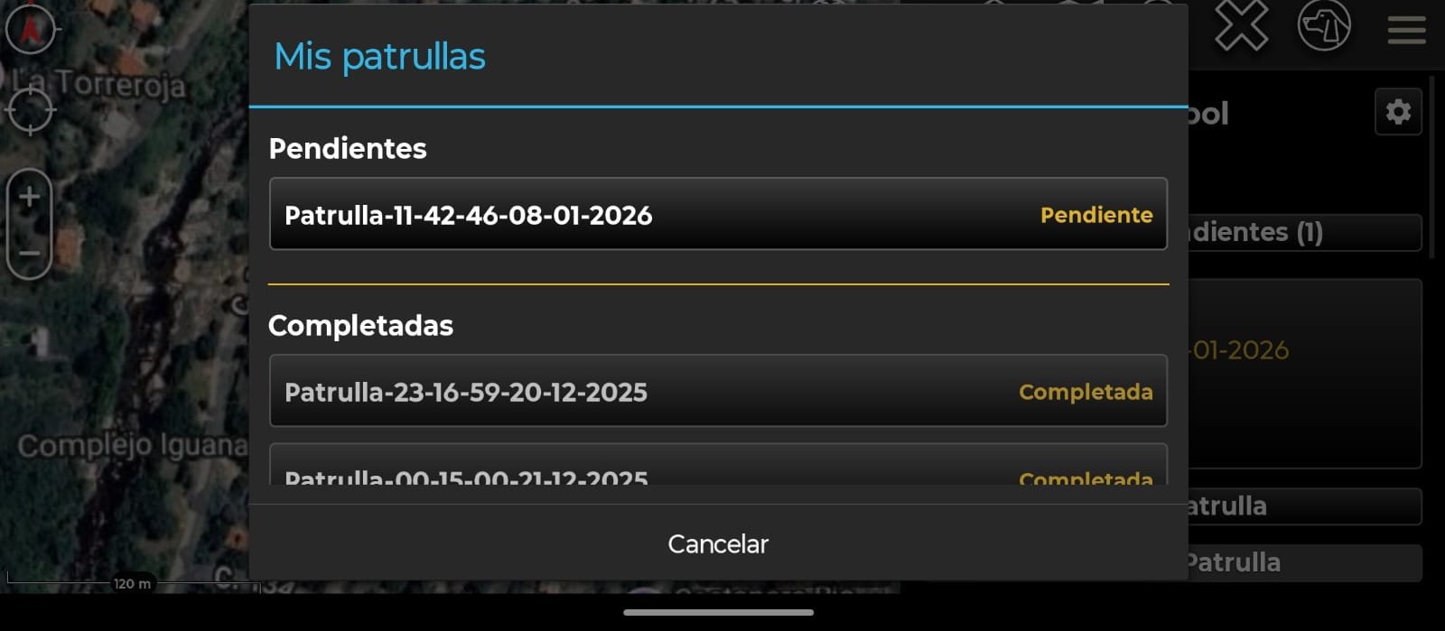 Panel de gestión - Mis patrullas (ATAK)