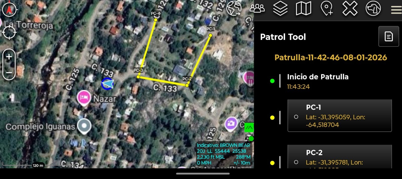 Trazabilidad en tiempo real - Ruta y puntos de control